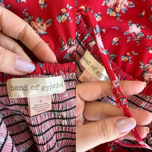 Band of Gypsies Sundress Red Floral Flowy Midi Dress Size Medium - Picture 8 of 9